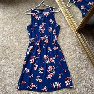 Blue floral A-line dress